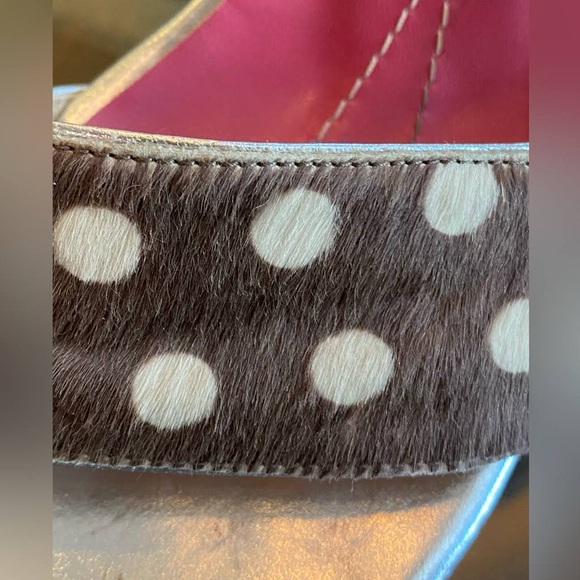 KATE SPADE NY POLKA DOT LEATHER PONY HAIR ANKLE STRAP SANDALS ITALY SZ 8 - Picture 11 of 14